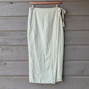 Whimsy + Row Sage Green Wrap Midi Skirt
